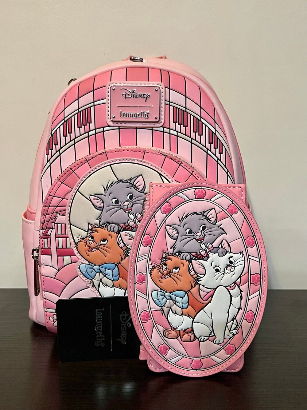 Loungefly Disney The Aristocats Exclusive Stained Glass Mini Backpack Wallet